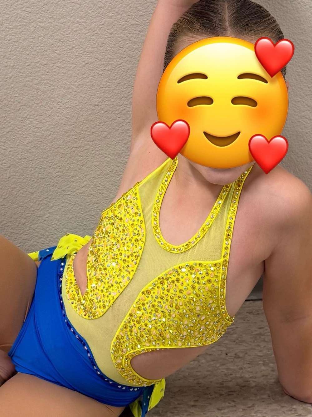 Girls' Yellow and Blue Semi Custom Dance Costume - Picture 4 of 4